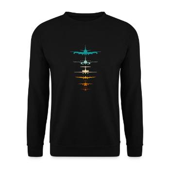 Silhouette d’avions pour pilote, instructeur de vol - Sweat-shirt Unisexe - noir - Devant - Alina (178cm) & Michal (187cm)