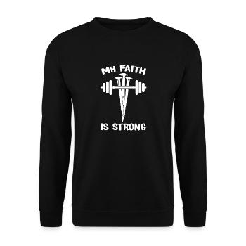 Nagelkreuz Mein Glaube ist stark Jesus 1 Kreuz 3 - Unisex Pullover - Schwarz - Vorne - Alina (178cm) & Michal (187cm)