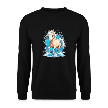Galoppierendes Pferd - Reiten - Unisex Pullover - Schwarz - Vorne - Alina (178cm) & Michal (187cm)