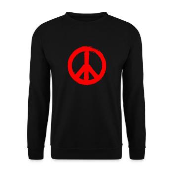 PEACE - Peacesymbol - Friedenszeichen Peacezeichen - Unisex Pullover - Schwarz - Vorne - Alina (178cm) & Michal (187cm)