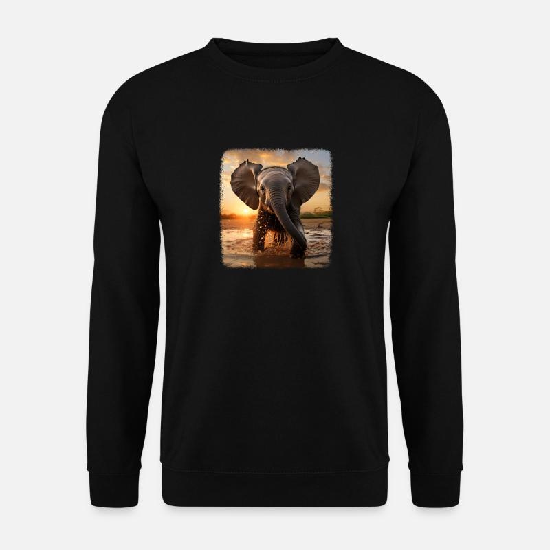 Elephant Realistic Elephant - Unisex Sweatshirt - black