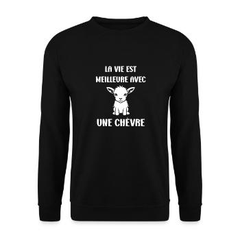 Citation humour petite chèvre - Sweat-shirt Unisexe - noir - Devant - Alina (178cm) & Michal (187cm)