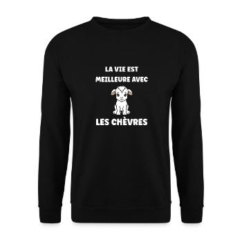 Citation humour petite chèvre - Sweat-shirt Unisexe - noir - Devant - Alina (178cm) & Michal (187cm)