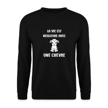 Citation humour petite chèvre - Sweat-shirt Unisexe - noir - Devant - Alina (178cm) & Michal (187cm)