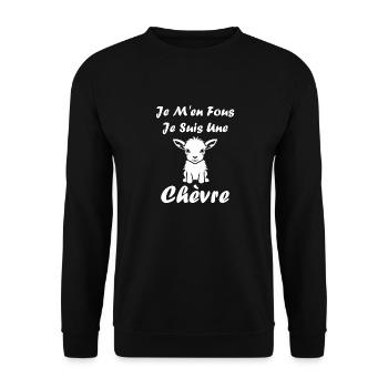 Citation humour petite chèvre - Sweat-shirt Unisexe - noir - Devant - Alina (178cm) & Michal (187cm)