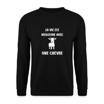 Citation humour petite chèvre - Sweat-shirt Unisexe - noir - Devant - Alina (178cm) & Michal (187cm)