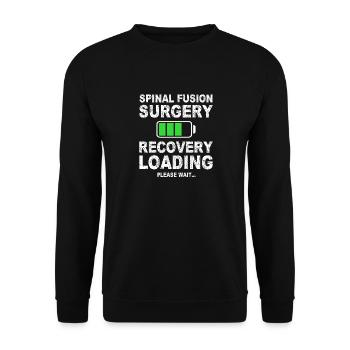 Wirbelsäulenversteifungschirurgie Erholung Belastung Lendenwirbelsäule - Unisex Pullover - Schwarz - Vorne - Alina (178cm) & Michal (187cm)