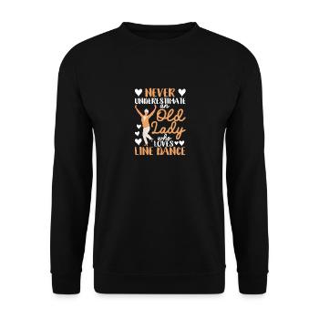 Never underestimate an old lady who - Unisex Sweatshirt - black - Front - Alina (178cm) & Michal (187cm)