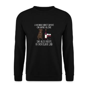 Chien Labrador Retriever chocolat - Sweat-shirt Unisexe - noir - Devant - Alina (178cm) & Michal (187cm)