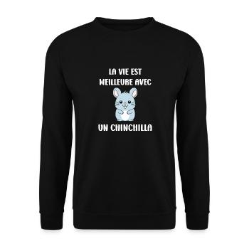 Petit chinchilla mignon - Sweat-shirt Unisexe - noir - Devant - Alina (178cm) & Michal (187cm)