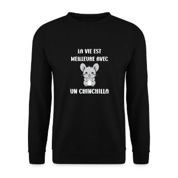 Petit chinchilla mignon - Sweat-shirt Unisexe - noir - Devant - Alina (178cm) & Michal (187cm)