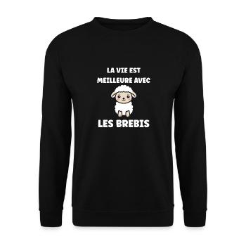 Bébé mouton petit brebis - Sweat-shirt Unisexe - noir - Devant - Alina (178cm) & Michal (187cm)