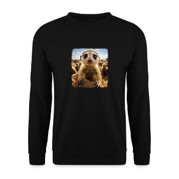 Meerkat realistic Erdmännchen - Unisex Sweatshirt - black - Front - Alina (178cm) & Michal (187cm)