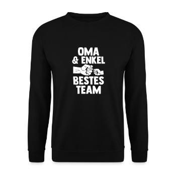 Oma Großmutter und Enkel - Unisex Pullover - Schwarz - Vorne - Alina (178cm) & Michal (187cm)