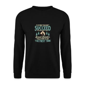Scout Leader Wisdom: First Time Success Tee - Unisex Pullover - Schwarz - Vorne - Alina (178cm) & Michal (187cm)