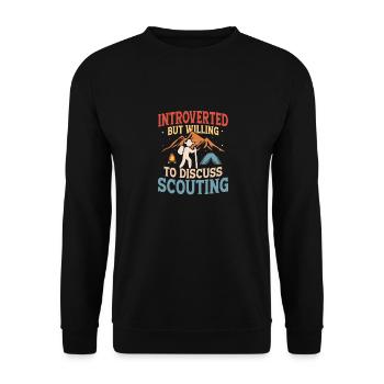 Introvert's Scouting Passion: Discussion Ready - Unisex Pullover - Schwarz - Vorne - Alina (178cm) & Michal (187cm)