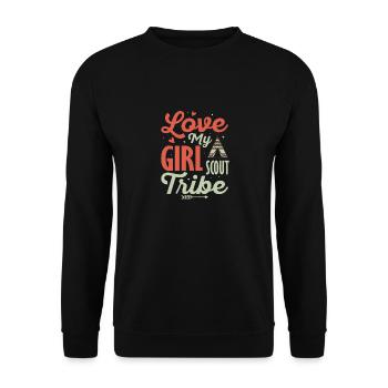Girl Scout Tribe Pride: United in Scouting Tee - Unisex Pullover - Schwarz - Vorne - Alina (178cm) & Michal (187cm)