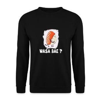 Kawaii Japan Sushi Motiv Nigiri Fan Sushi - Unisex Pullover - Schwarz - Vorne - Alina (178cm) & Michal (187cm)