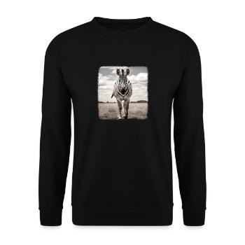Zebras realistic Zebra - Unisex Sweatshirt - black - Front - Alina (178cm) & Michal (187cm)