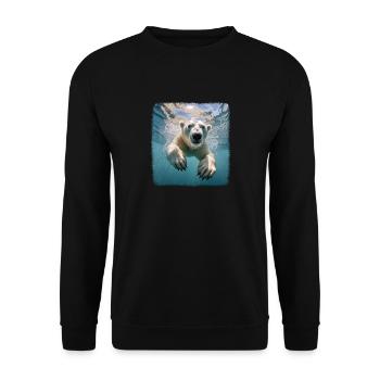 Polar Bear Realistic Polar Bear - Unisex Sweatshirt - black - Front - Alina (178cm) & Michal (187cm)