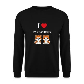 Renard amour Petit panda roux - Sweat-shirt Unisexe - noir - Devant - Alina (178cm) & Michal (187cm)