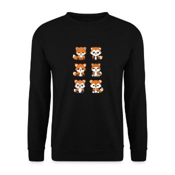 Fox Love Little Red Panda - Unisex Sweatshirt - black - Front - Alina (178cm) & Michal (187cm)