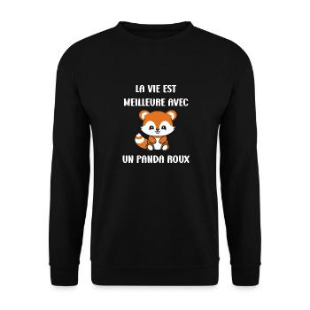Renard amour Petit panda roux - Sweat-shirt Unisexe - noir - Devant - Alina (178cm) & Michal (187cm)