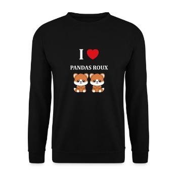 Renard amour Petit panda roux - Sweat-shirt Unisexe - noir - Devant - Alina (178cm) & Michal (187cm)