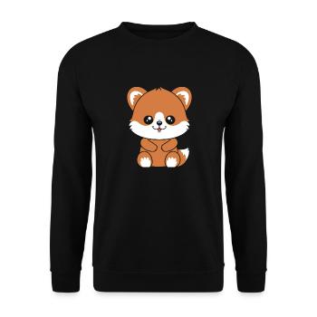 Fox Love Little Red Panda - Unisex Sweatshirt - black - Front - Alina (178cm) & Michal (187cm)