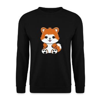Fox Love Little Red Panda - Unisex Sweatshirt - black - Front - Alina (178cm) & Michal (187cm)