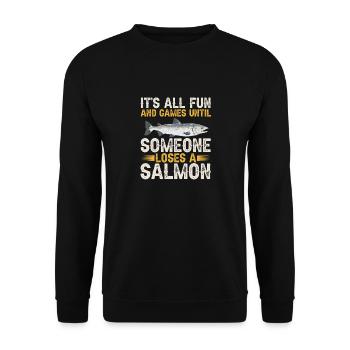 Pêche au saumon Pêcheur de saumon - Sweat-shirt Unisexe - noir - Devant - Alina (178cm) & Michal (187cm)