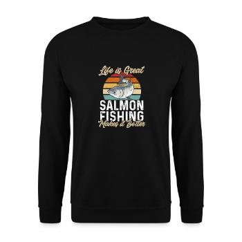 Pêche au saumon Pêcheur de saumon - Sweat-shirt Unisexe - noir - Devant - Alina (178cm) & Michal (187cm)