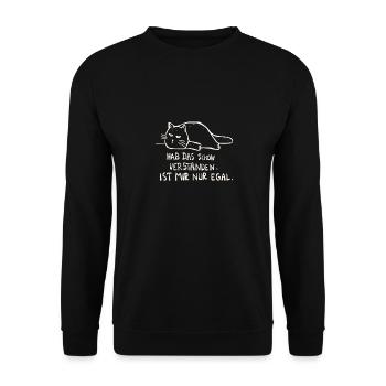 faule Katze mir egal Spruch Faulenzer Geschenkidee - Unisex Pullover - Schwarz - Vorne - Alina (178cm) & Michal (187cm)