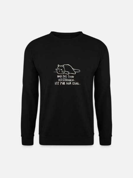 faule Katze mir egal Spruch Faulenzer Geschenkidee - Unisex Pullover - Schwarz