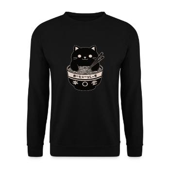 Ramen Powered Cat , classic - Unisex Sweatshirt - black - Front - Alina (178cm) & Michal (187cm)
