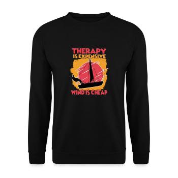 lustiger Segler Hobby Segeln Bootsfahrer Motorboot - Unisex Pullover - Schwarz - Vorne - Alina (178cm) & Michal (187cm)