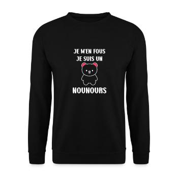 Ours en peluche petit nounours - Sweat-shirt Unisexe - noir - Devant - Alina (178cm) & Michal (187cm)