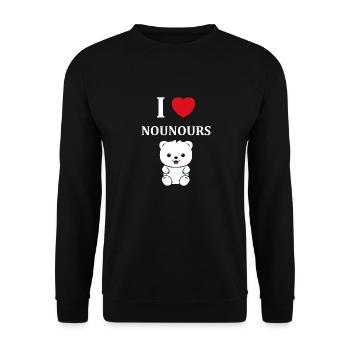 Ours en peluche petit nounours - Sweat-shirt Unisexe - noir - Devant - Alina (178cm) & Michal (187cm)