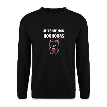 Ours en peluche petit nounours - Sweat-shirt Unisexe - noir - Devant - Alina (178cm) & Michal (187cm)