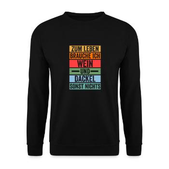 Wein Hund Dachshund Dackel - Unisex Pullover - Schwarz - Vorne - Alina (178cm) & Michal (187cm)