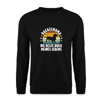 Mama Hundemama Hund Dachshund Dackel - Unisex Pullover - Schwarz - Vorne - Alina (178cm) & Michal (187cm)