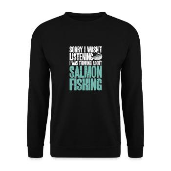 Pêche au saumon Pêcheur de saumon - Sweat-shirt Unisexe - noir - Devant - Alina (178cm) & Michal (187cm)