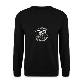 lustiger Spruch Skull Schädel Erzieher Geschenk - Unisex Pullover - Schwarz - Vorne - Alina (178cm) & Michal (187cm)