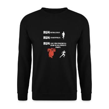 Jogging Runner Accessories Funny Jogger Sports - Unisex Sweatshirt - black - Front - Alina (178cm) & Michal (187cm)