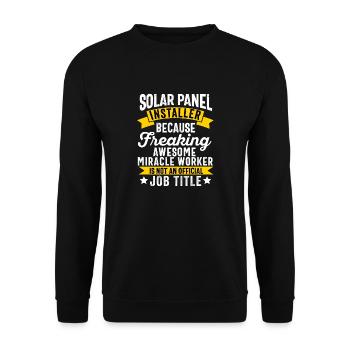 Solar Panel Installer Technician Men Renewable - Unisex Sweatshirt - black - Front - Alina (178cm) & Michal (187cm)