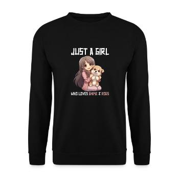 Kawaii Girl Anime Manga Fille et Chien - Sweat-shirt Unisexe - noir - Devant - Alina (178cm) & Michal (187cm)