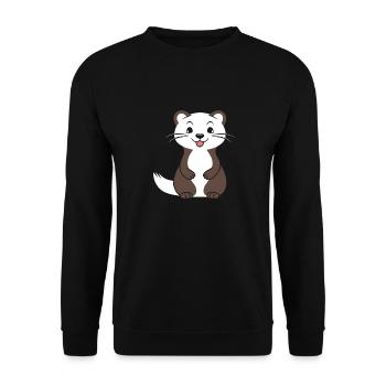 Humor kleines Wiesel - Unisex Pullover - Schwarz - Vorne - Alina (178cm) & Michal (187cm)