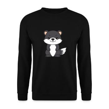 Humor kleines Wiesel - Unisex Pullover - Schwarz - Vorne - Alina (178cm) & Michal (187cm)