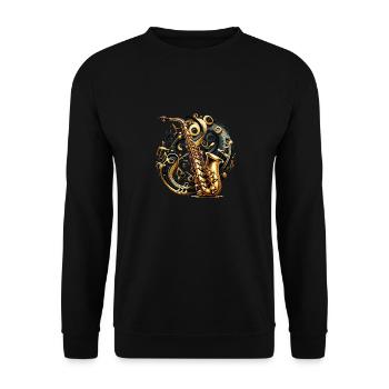 Saxophon Symphonie Violinschlüssel Blues Musik - Unisex Pullover - Schwarz - Vorne - Alina (178cm) & Michal (187cm)