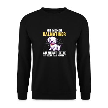 Hund Dalmatiner - Unisex Pullover - Schwarz - Vorne - Alina (178cm) & Michal (187cm)